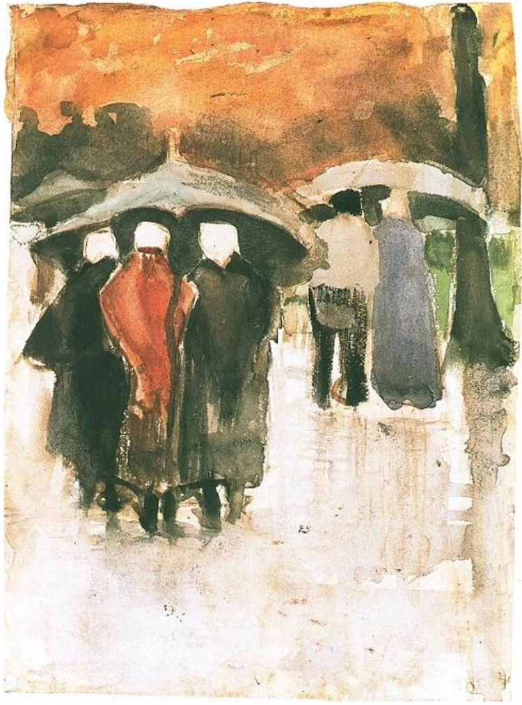  58-Vincent van Gogh-Donne e altre persone sotto gli ombrelli